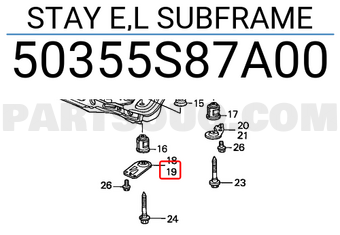 Honda 50355S87A00 STAY E,L SUBFRAME