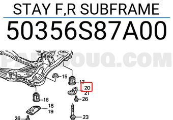Honda 50356S87A00 STAY F,R SUBFRAME