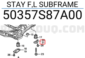 Honda 50357S87A00 STAY F,L SUBFRAME
