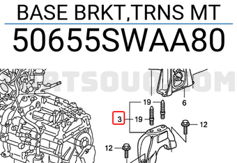 Honda 50655SWAA80 BASE BRKT,TRNS MT