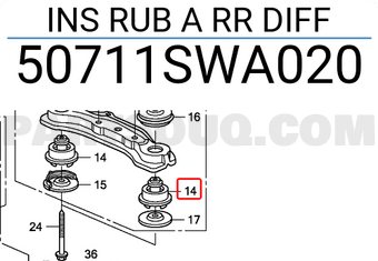 Honda 50711SWA020 INS RUB A RR DIFF
