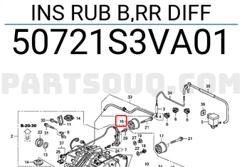Honda 50721S3VA01 INS RUB B,RR DIFF