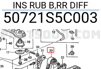 Honda 50721S5C003 INS RUB B,RR DIFF