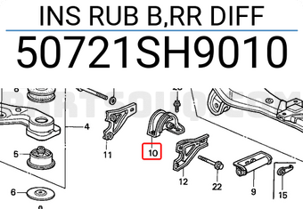 Honda 50721SH9010 INS RUB B,RR DIFF
