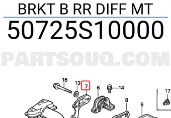 Honda 50725S10000 BRKT B RR DIFF MT