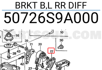 Honda 50726S9A000 BRKT B,L RR DIFF