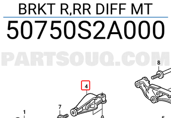 Honda 50750S2A000 BRKT R,RR DIFF MT