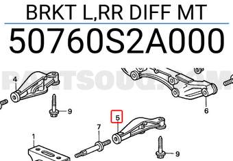 Honda 50760S2A000 BRKT L,RR DIFF MT