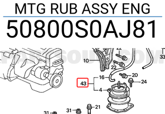 Honda 50800S0AJ81 MTG RUB ASSY ENG