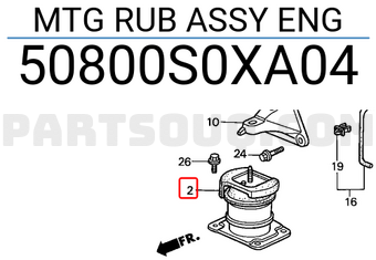 Honda 50800S0XA04 MTG RUB ASSY ENG