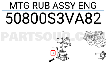 Honda 50800S3VA82 MTG RUB ASSY ENG