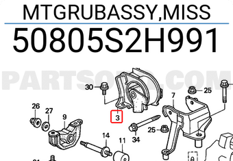 Honda 50805S2H991 MTGRUBASSY,MISS