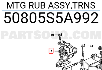 Honda 50805S5A992 MTG RUB ASSY,TRNS