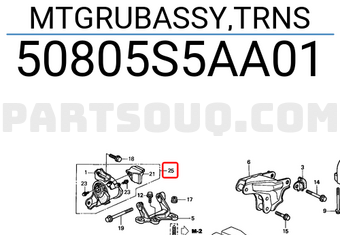 Honda 50805S5AA01 MTGRUBASSY,TRNS