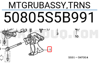 Honda 50805S5B991 MTGRUBASSY,TRNS