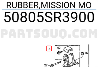 Honda 50805SR3900 RUBBER,MISSION MO