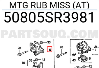 Honda 50805SR3981 MTG RUB MISS (AT)