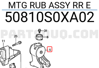 Honda 50810S0XA02 MTG RUB ASSY RR E