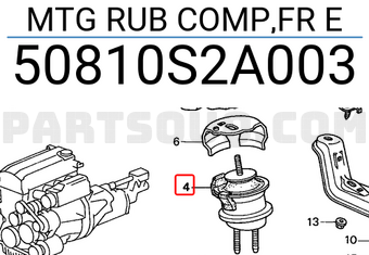 Honda 50810S2A003 MTG RUB COMP,FR E