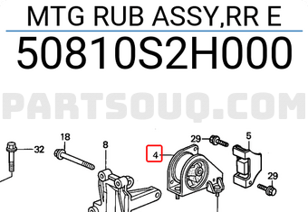 Honda 50810S2H000 MTG RUB ASSY,RR E