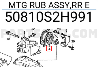 Honda 50810S2H991 MTG RUB ASSY,RR E