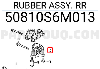 Honda 50810S6M013 RUBBER ASSY. RR