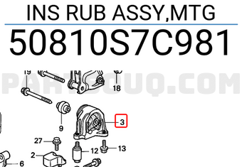 Honda 50810S7C981 INS RUB ASSY,MTG