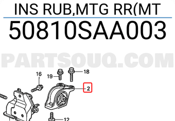 Honda 50810SAA003 INS RUB,MTG RR(MT
