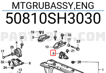 Honda 50810SH3030 MTGRUBASSY,ENG