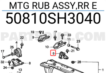 Honda 50810SH3040 MTG RUB ASSY,RR E
