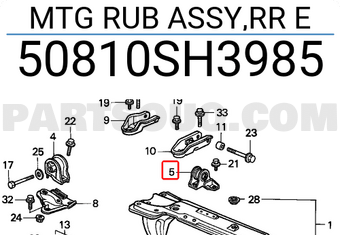 Honda 50810SH3985 MTG RUB ASSY,RR E
