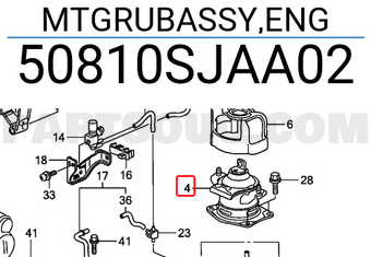 Honda 50810SJAA02 MTGRUBASSY,ENG