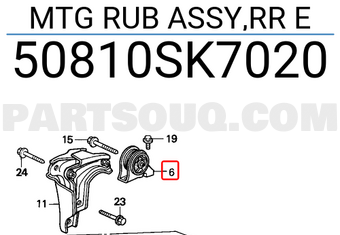 Honda 50810SK7020 MTG RUB ASSY,RR E