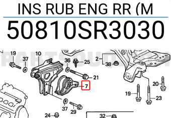 Honda 50810SR3030 INS RUB ENG RR (M