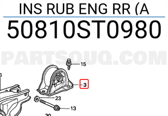 Honda 50810ST0980 INS RUB ENG RR (A