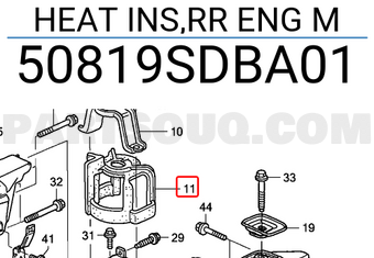 Honda 50819SDBA01 HEAT INS,RR ENG M