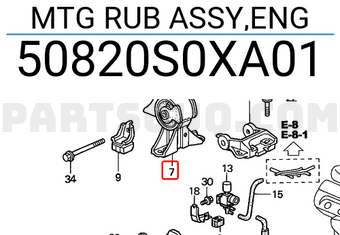 Honda 50820S0XA01 MTG RUB ASSY,ENG