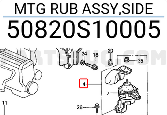 Honda 50820S10005 MTG RUB ASSY,SIDE