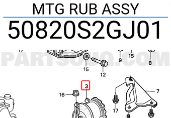 Honda 50820S2GJ01 MTG RUB ASSY