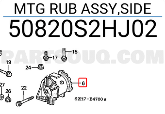 Honda 50820S2HJ02 MTG RUB ASSY,SIDE