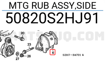 Honda 50820S2HJ91 MTG RUB ASSY,SIDE