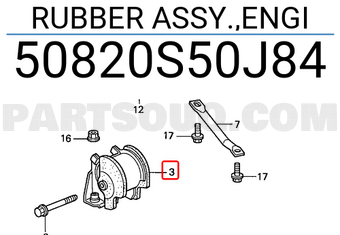 Honda 50820S50J84 RUBBER ASSY.,ENGI