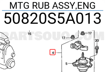 Honda 50820S5A013 MTG RUB ASSY,ENG