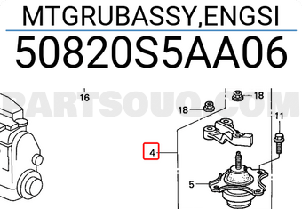 Honda 50820S5AA06 MTGRUBASSY,ENGSI