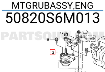 Honda 50820S6M013 MTGRUBASSY,ENG