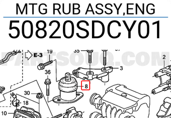 Honda 50820SDCY01 MTG RUB ASSY,ENG