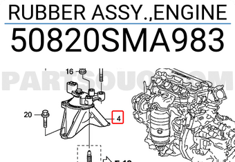 Honda 50820SMA983 RUBBER ASSY.,ENGINE