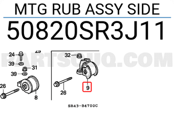 Honda 50820SR3J11 MTG RUB ASSY SIDE