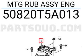 Honda 50820T5A013 MTG RUB ASSY ENG
