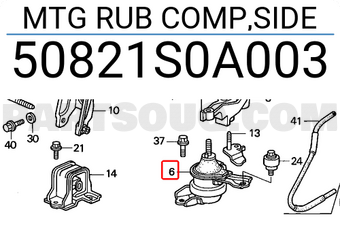 Honda 50821S0A003 MTG RUB COMP,SIDE